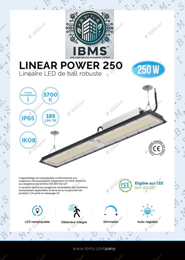 Linear Power 250_page-0001 💡 Luminaire LED LINEAR – Financement 100% CEE (Fiche BAT-EQ-127)